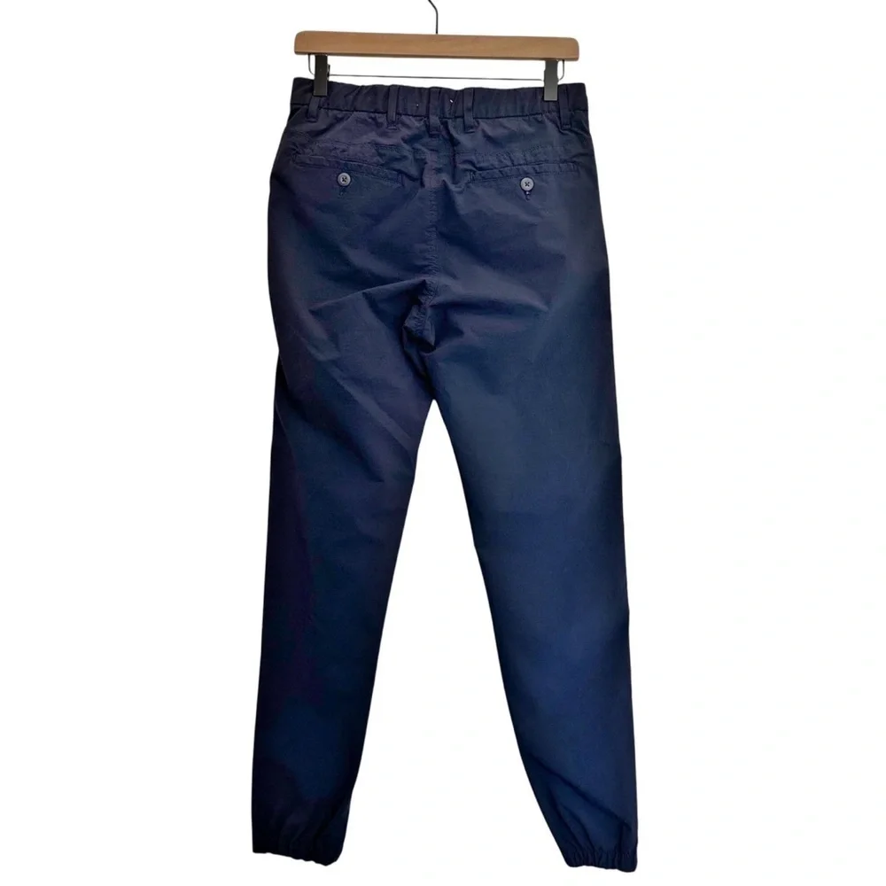 Onia 360 Tech Slim Fit Tapered Stretch Nylon Trousers Joggers Navy Blue Size 30
